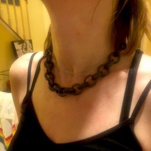 Tasha chunky textured dark tone chain and bracelet